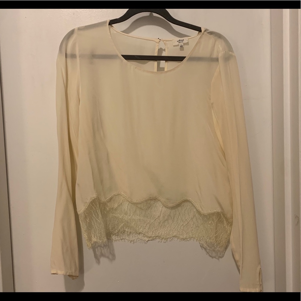 Wilfred by Aritzia Silk and Lace Blouse